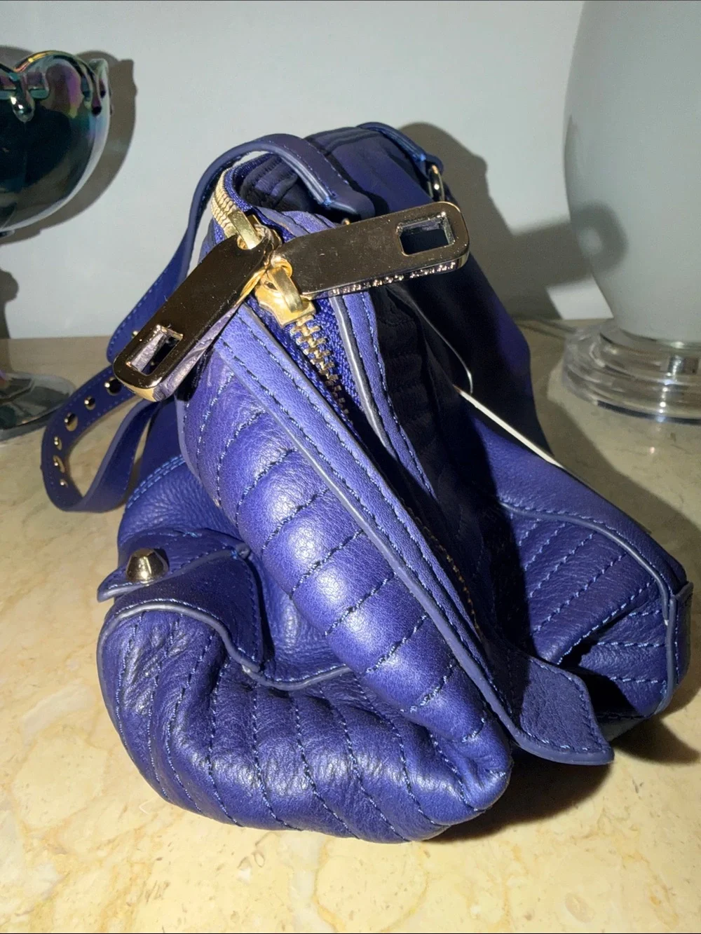 Juicy Couture Blue Leather Satchel with Heart Lock